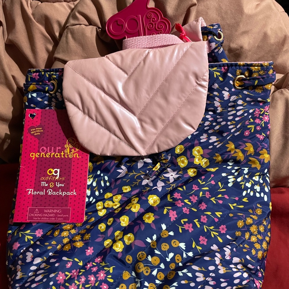 Our Generation Floral Backpack for Dolls - Pink and Blue